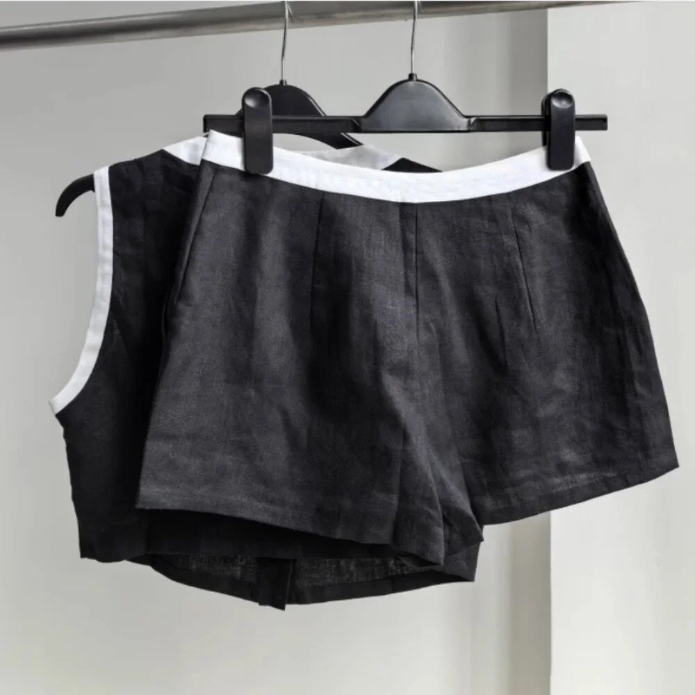 Reformation Roxy Linen Two Piece in Black